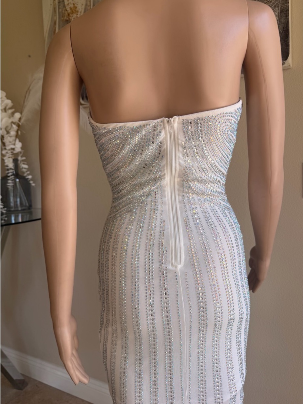 AKIRA Strapless White Crystal-Embellished Bodycon Dress - Picture 7 of 10